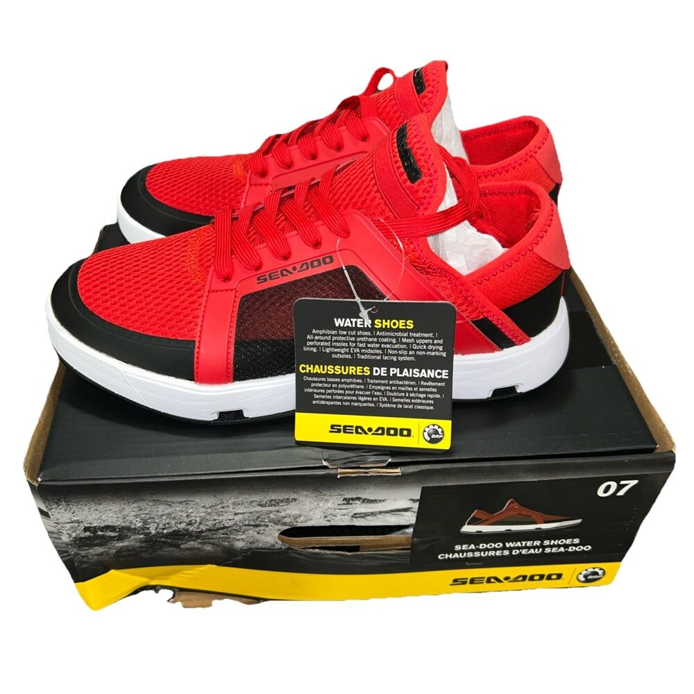 Sea-Doo Men’s Water Shoes Size 7 Red Aqua Chaussures d’Eau Swim Beach seadoo